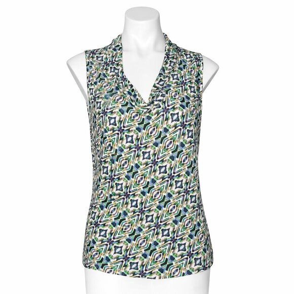 Tahari Tops - Tahari Arthur S. Levine Petite Sleeveless Cowl Neck Top Sz 12P | Geometric Print